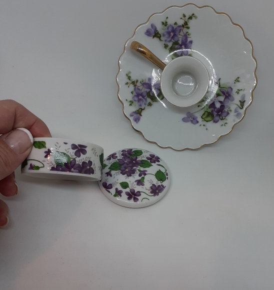 Home decor bone china trinket box and candle holde - Picture 7 of 7